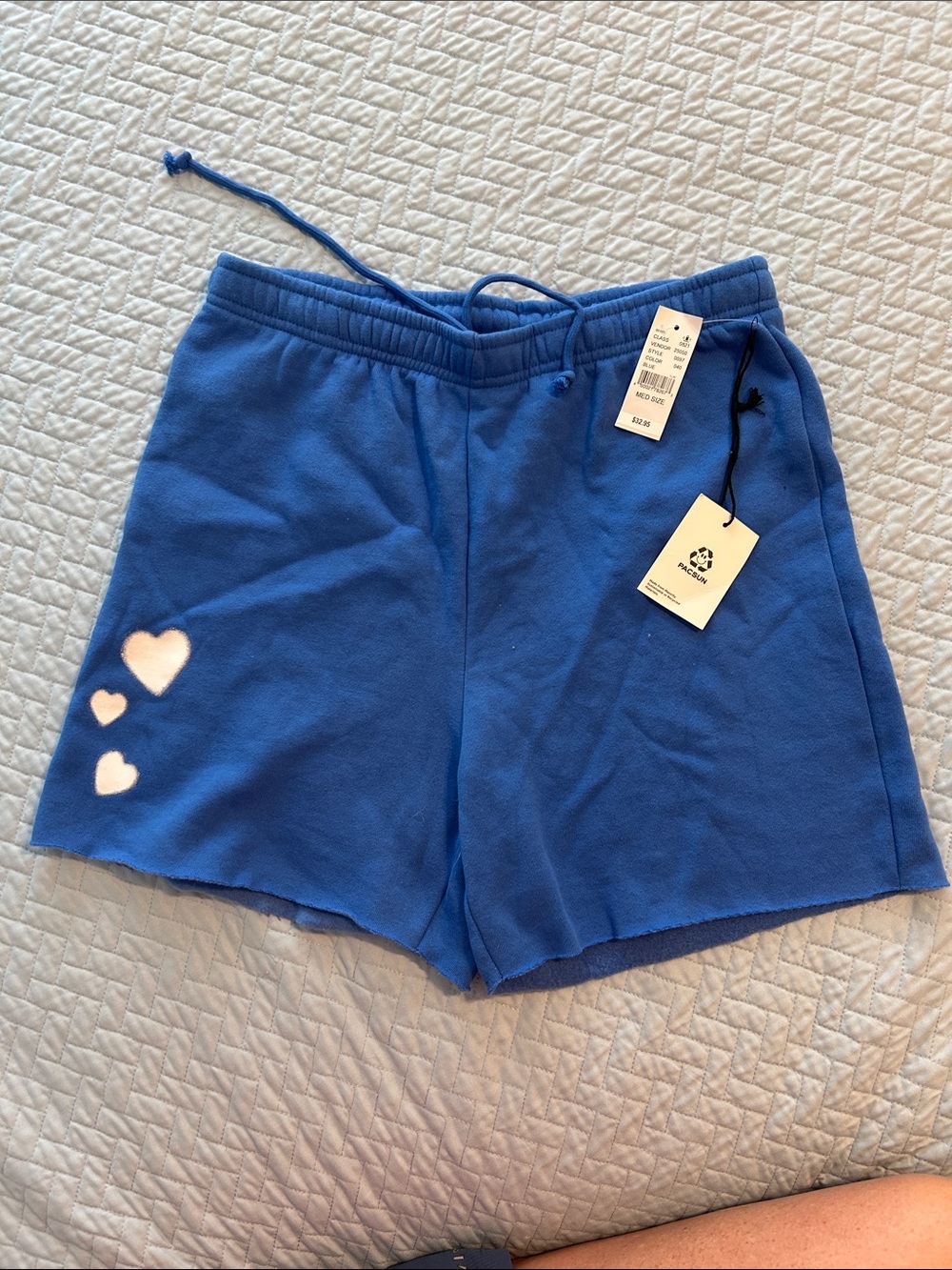 PACSUN Blue Women's Drawstring Lounge Shorts with Heart Accent